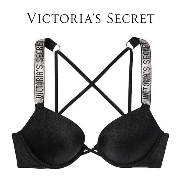 VICTORIA'S SECRET 🖤 Shine Strap Bombshell Add-2-Cups Push-Up Bikini Top - 36C - Picture 2 of 5